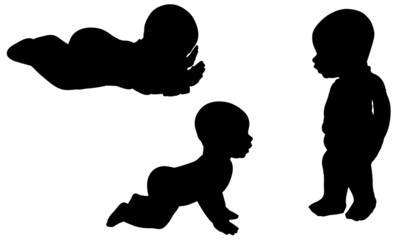 Vector silhouette of a toddler.