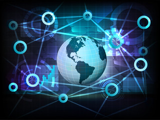 American earth globe in business world transfer network vector