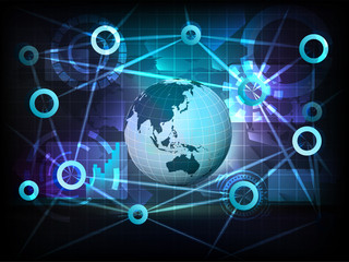 Asia earth globe in business world transfer network vector