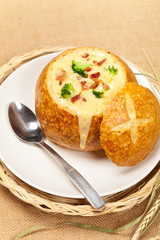 Broccoli cheese and bacon soup