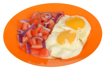 Fried Eggs with Tomato Salad