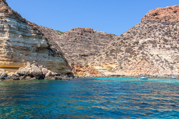 Fototapeta na wymiar boats on sea of Lampedusa