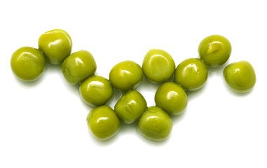green peas on a white background. macro