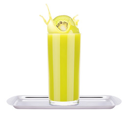 Smoothies of kiwi in glass with splash