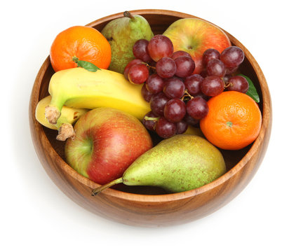 Fresh Fruit in Wooden Bowl