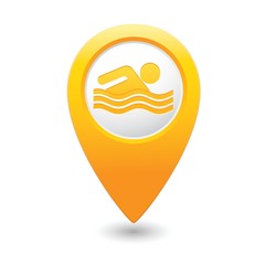 Map pointer with swimmer icon