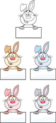 Rabbit Cartoon Character 11. Set Collection