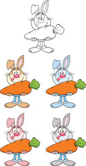 Rabbit Cartoon Character 5. Set Collection