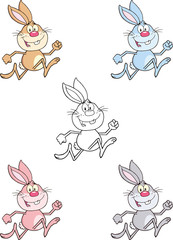 Rabbit Cartoon Character 6. Set Collection