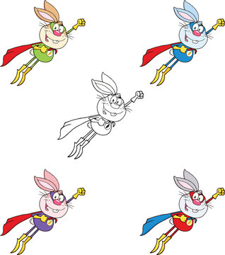 Rabbit Cartoon Character 14. Set Collection