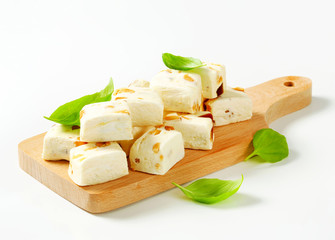 White soft nougat cubes