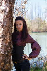 Young beautiful girl on a walk in the country