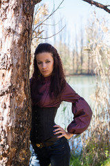 Young beautiful girl on a walk in the country