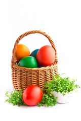 Beautiful decorative easter eggs isolated on white background