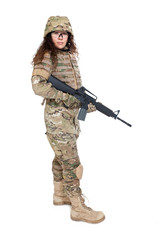 Beautiful army girl with rifle