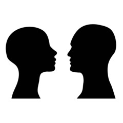 face man and woman on white background