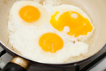 fried egg in a frying pan