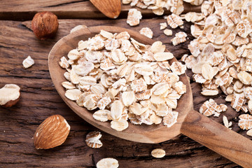 Rolled oats and nuts.