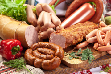 Variety of sausage products.