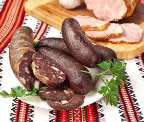 Blood sausages (black pudding).