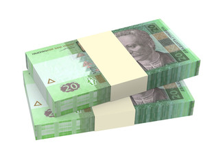 Ukrainian money isolated on white background
