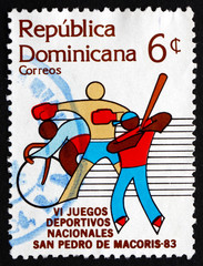Postage stamp Dominican Republic 1983 Bicycling, Boxing, Basebal