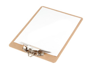 Empty document in a clipboard (sketch board) isolated on white
