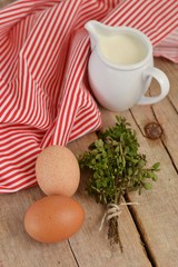 Milk, eggs and thyme