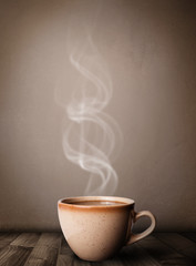Coffee cup with abstract white steam