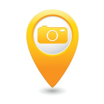 Map pointer with camera icon