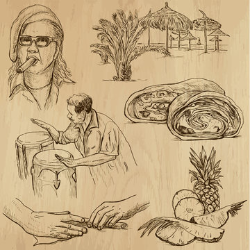 CUBA_1. Set of hand drawn illustrations into vectors