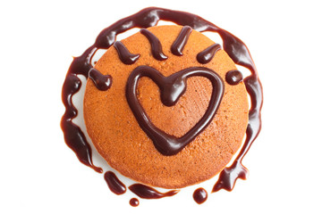 Chocolate pancakes with chocolate sauce.