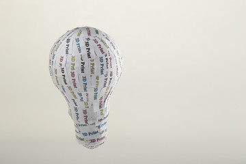 CYMK 3D Printing concept: lightbulb, from idea to solid model