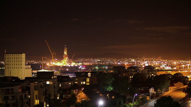 Cape town city overview time-lapse shot during busy night