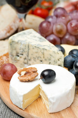 Camembert, blue cheese, grapes and walnuts