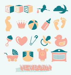 Vector Set: Newborn and Baby Icons and Symbols