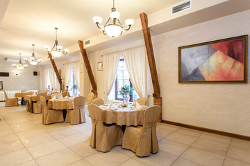 Tables in elegant restaurant