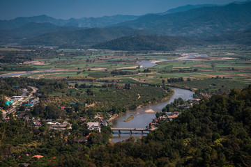 Fototapeta na wymiar Mountain view point from wat thaton in mae ai Chiangmai the nort