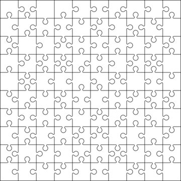 100 Jigsaw puzzle blank template or cutting guidelines