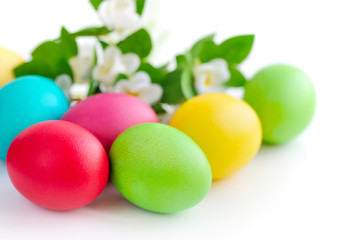 Fototapeta na wymiar Colorful easter eggs on white background