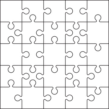 25 Jigsaw puzzle blank template or cutting guidelines