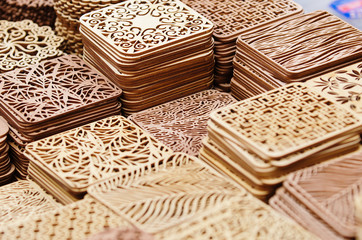 Wooden pads in the handicraft mart