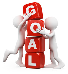 3D white people. Goal concept