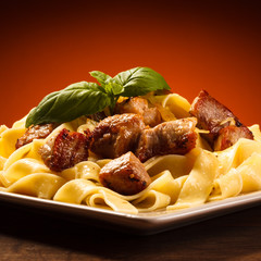 Pasta with meat and  vegetables