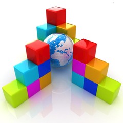 Fototapeta premium colorful block diagram. Global concept