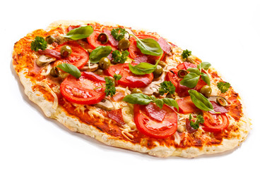 Pizza on white background