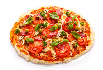 Pizza on white background