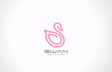 Swan line art vector logo design. Bird abstract lineart