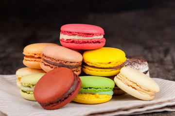 Macaroons on a wooden table