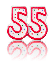 Rote Nummer 55 mit Reflexion